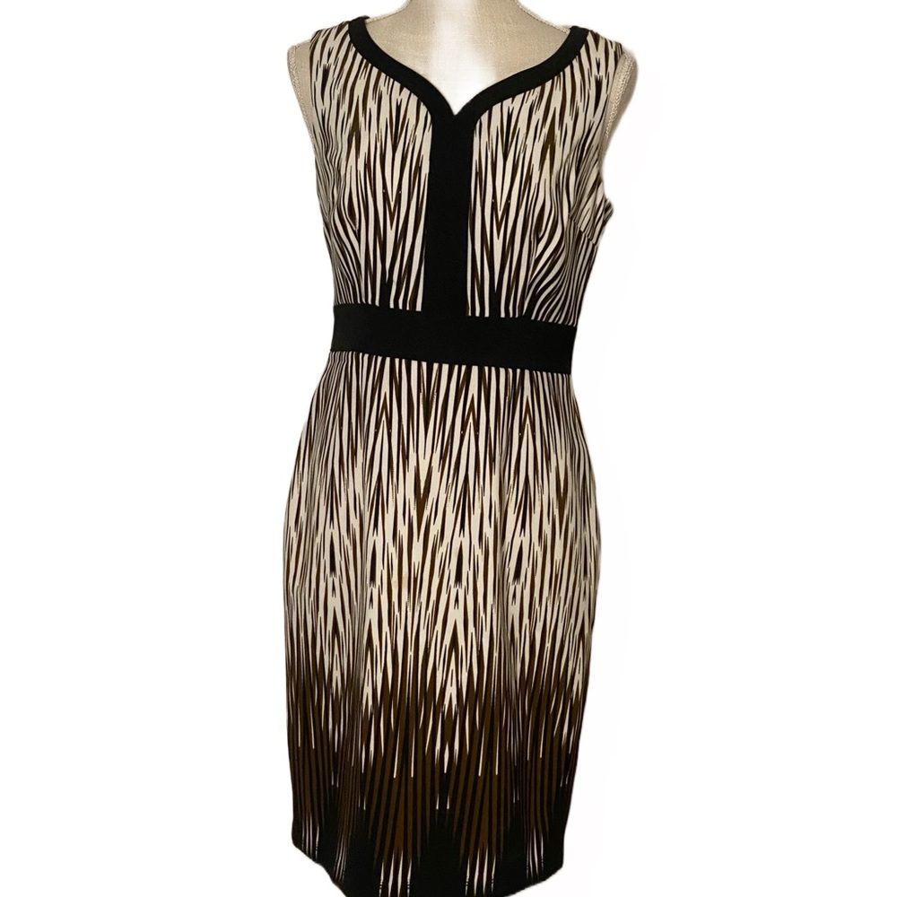 London Times Sleeveless Brown and Black Dress